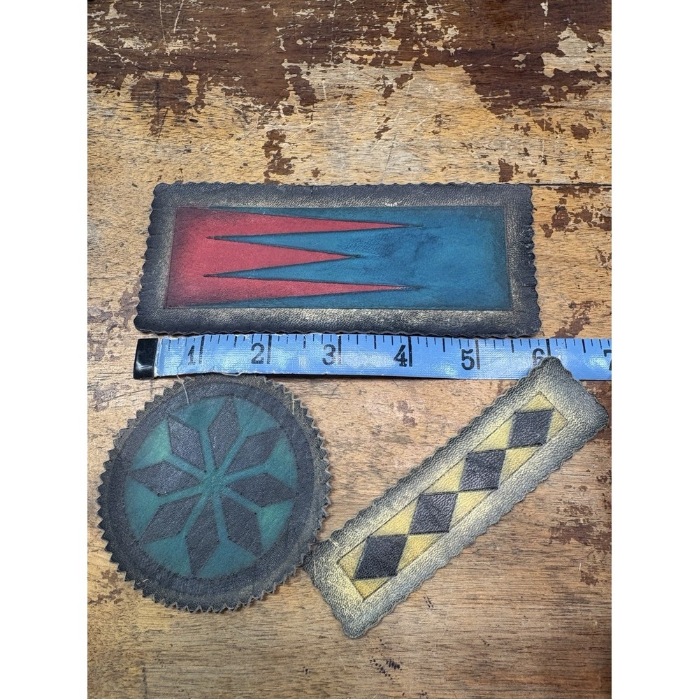 3 VTG Native American/SW Tribal Art Inspired Front Street Leather Patches
